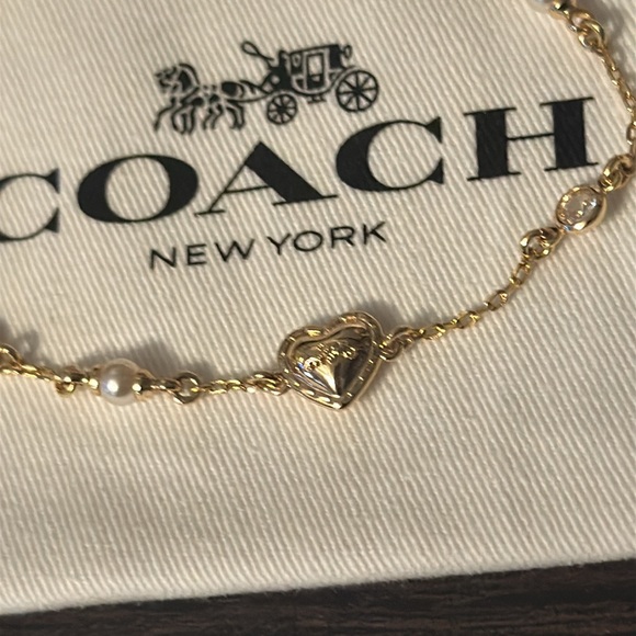 Coach Gold slider Bracelet with Pearl Accents - Picture 3 of 5